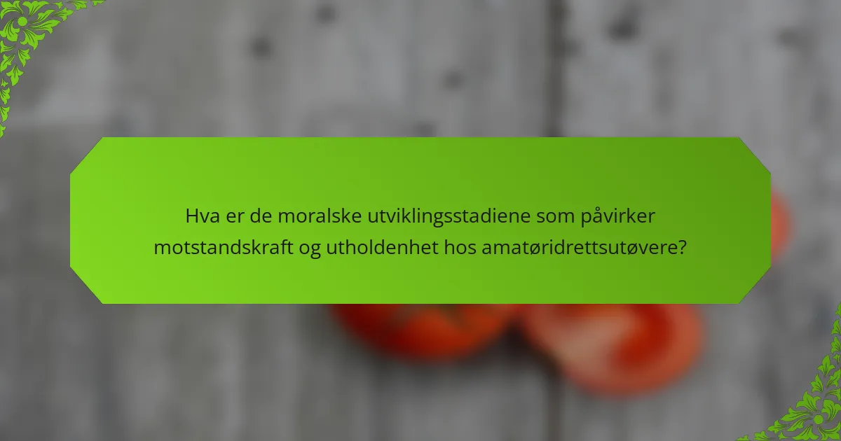 Hva er de moralske utviklingsstadiene som påvirker motstandskraft og utholdenhet hos amatøridrettsutøvere?